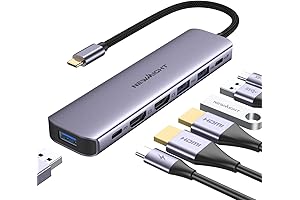 Dual HDMI USB C Adapter with 7-in-1 Functionality