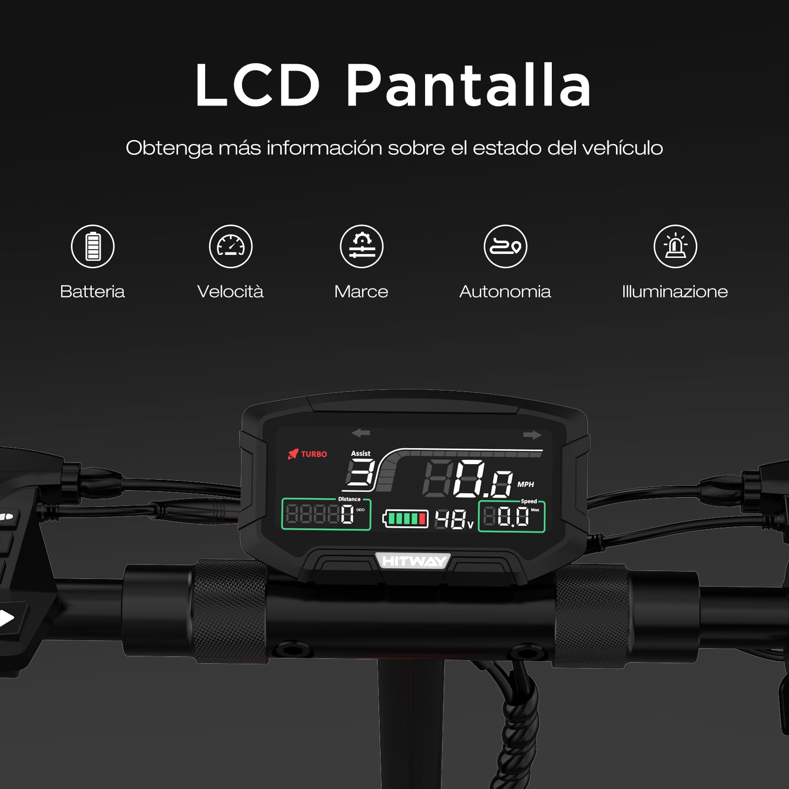 HITWAY Patinete Eléctrico Adultos 10 Pulgadas, Motor 1200W, Autonomía 90-110 km, Batería 15.6-27Ah, E Scooter Plegable, Velocidad Máxima 25KM/H, Neumáticos Sin Cámara de Aire, Indicadores, App