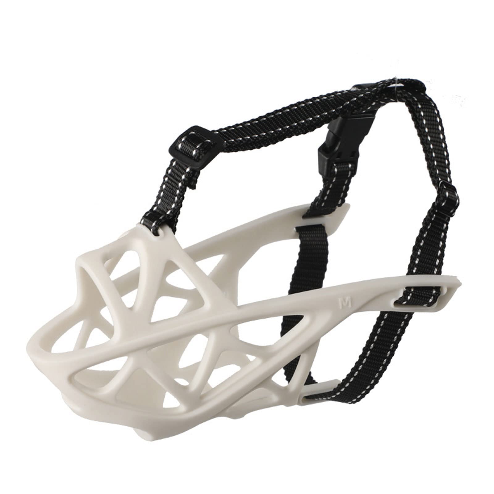 Bozales de Boca de Perro,Bozal De Silicona Suave para Perros, Bozal de Canasta para Perro con Correas Ajustables Evita morder Masticar y ladrar para Perros Grandes.-White||S