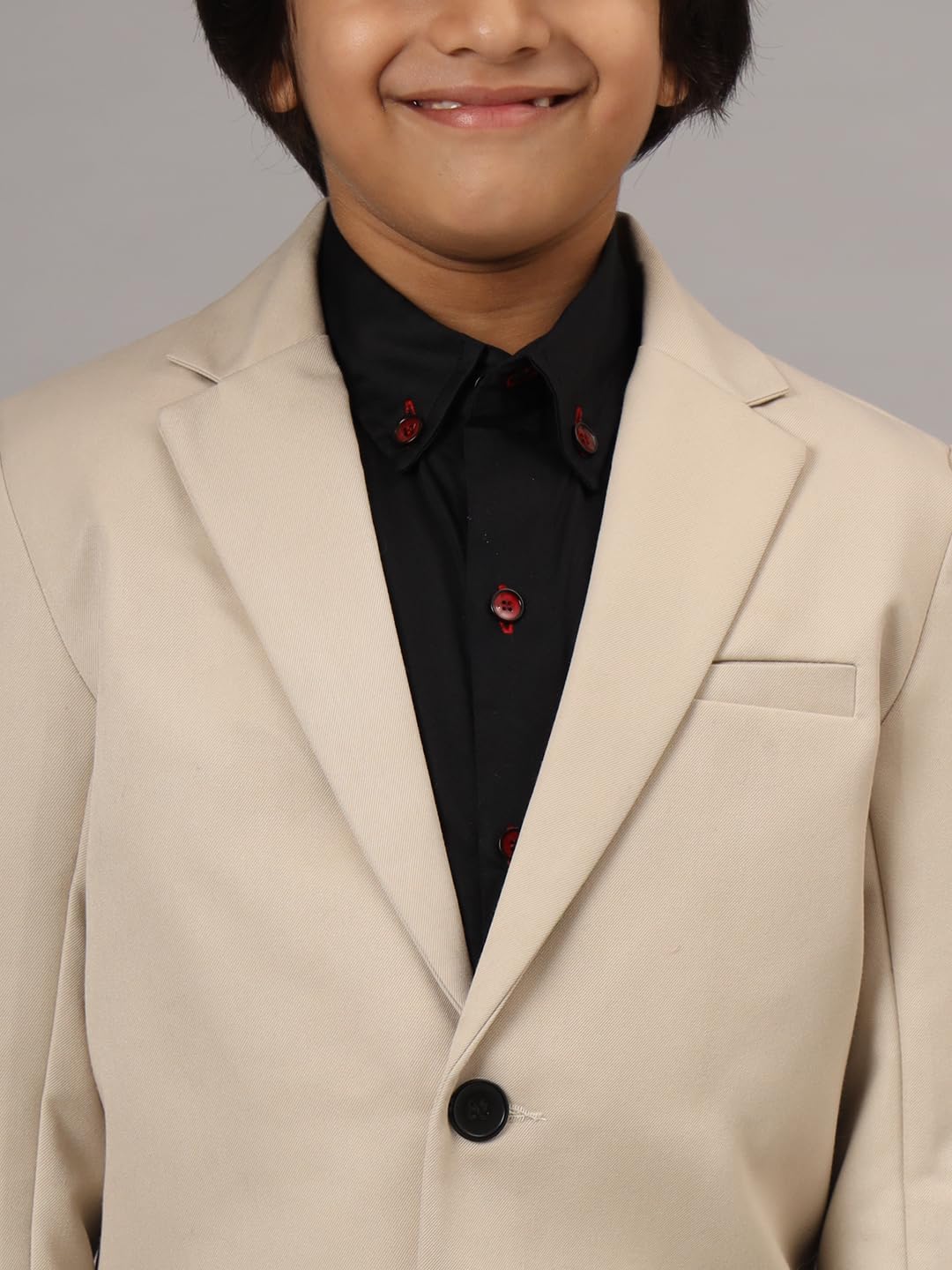 TAHVO Blazer for Boys | Cotton Blend Regular Fit with Notched Lapel and Side Vents Beige (11 Years - 12 Years) 3