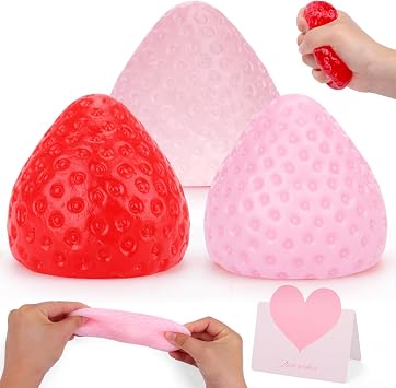 3pcs Strawberry Taba Squishy with Card,Ultra-Soft Stress Relief Squishy Fidget Toys Adults,Small Cute Sensory Squeeze Toys,Fun Kids Enjoy Decompression Toy,Soft and Relaxing Squeezing Toy
