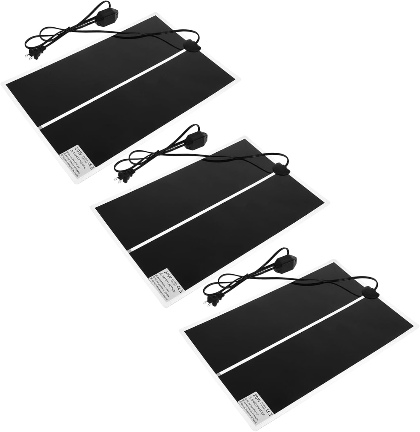 3pcs Reptile Heating Pad Temperature Control Under Tank Heater for Snakes Lizards and Other Terrarium Pets Safe Overheat and Low Power Consumption