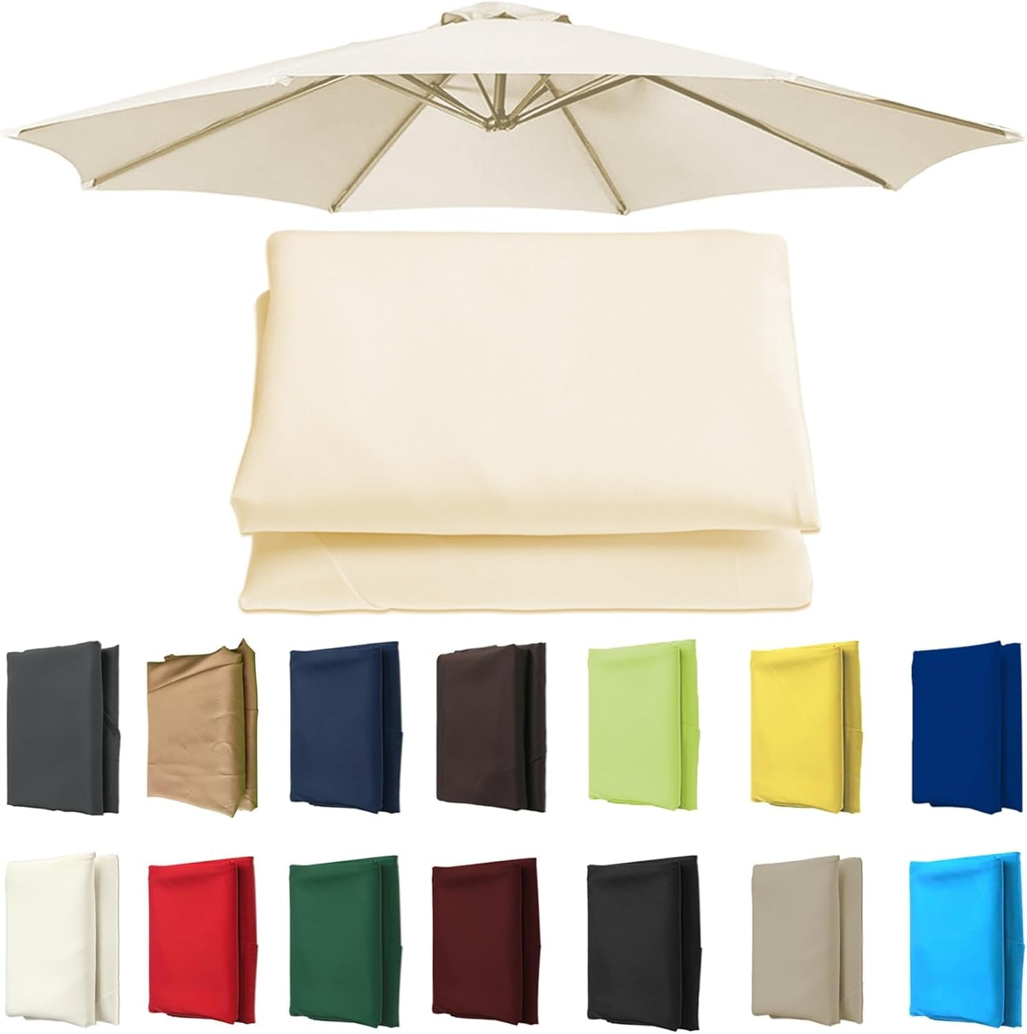 Toile de rechange pour parasol contre décoloration auvent blanc cassé 2.7m