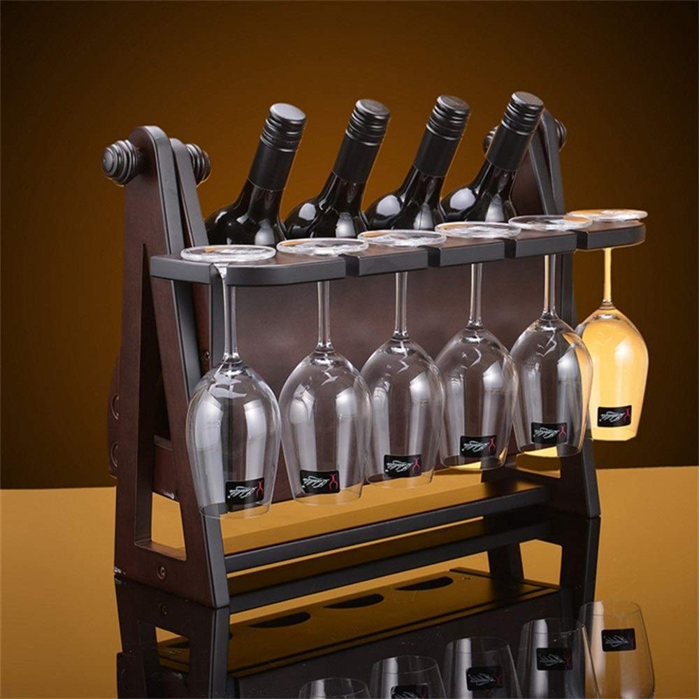 Generico PortabottigliePortabottiglie da Vino, portabottiglie da Bar Solido Portabicchieri da Vino sospeso | Portabottiglie da Vino da appoggio per caffè | Portabottiglie Rustico | Gestore dello stoc