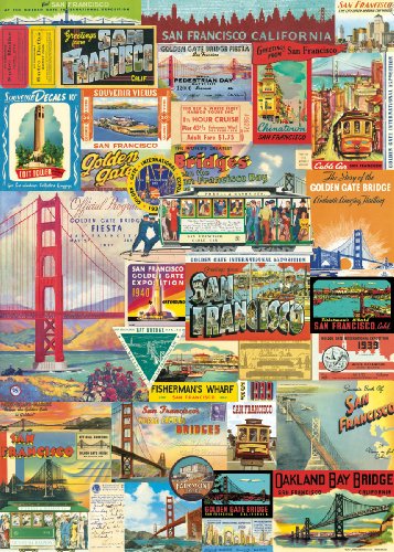 Cavallini & Co. San Francisco Decorative Decoupage Poster Wrapping Paper Sheet