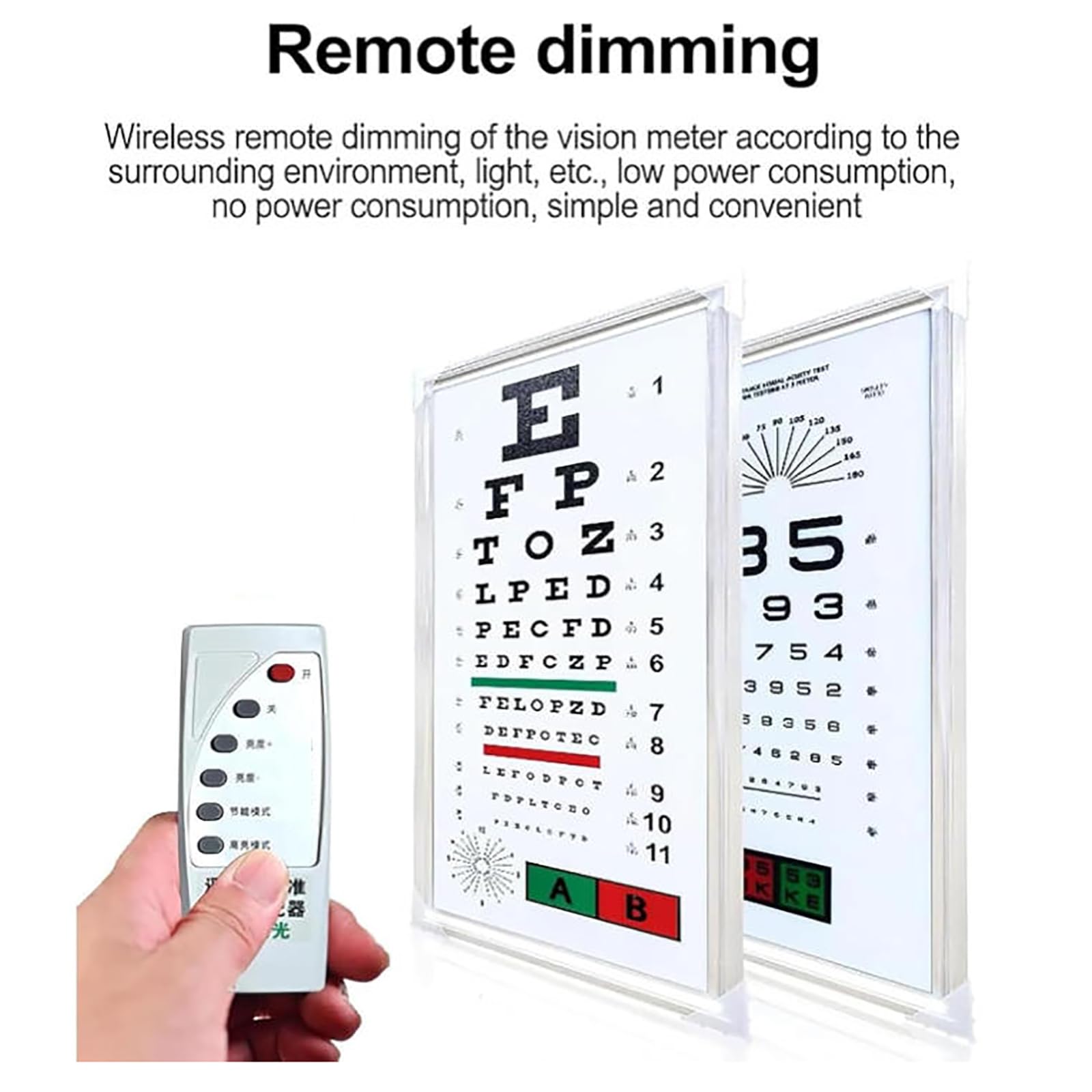 MObyat Tableau d'acuité visuelle LED avec éclairage et télécommande, marquage Rouge/Vert, Mesure de Distance 2,5/5 m, équipement d'optométrie pour Optique et hôpital