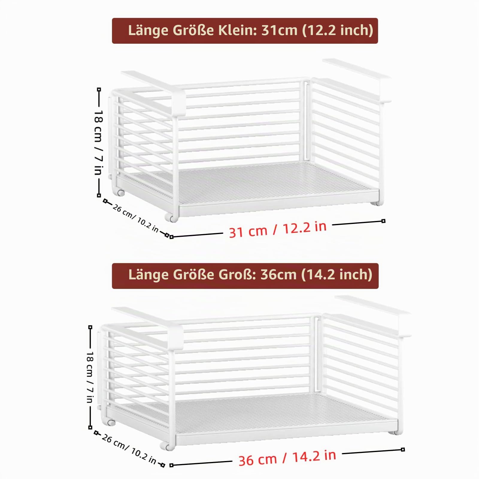 Unterschrank-Organizer aus Metall, Abnehmbarer Hängekorb ohne Bohren, Unterregal-Aufbewahrung für Küche, Bad, Waschküche, Schrank, Schuhbank