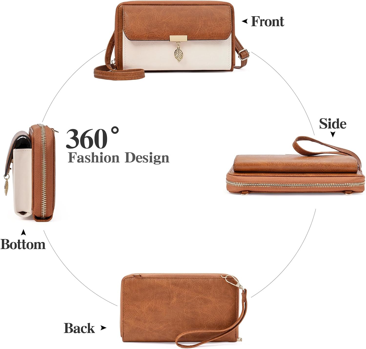 GOIACII Crossbody Bag for Women Wristlet Wallet Phone Purse with RFID Card Slots Adjustable Shoulder Strap