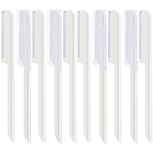10 piezas de afeitadora facial para mujer, afeitadora de cejas, modeladora de cejas, herramienta de modelado Dermaplaner con cubierta (blanco)