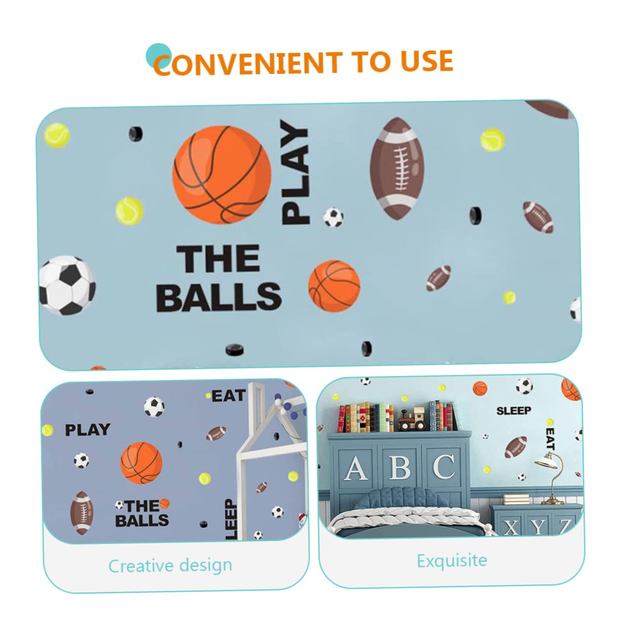 BESTonZON 3pezzi Adesivi Murali Sportivi Per Ragazzo Ragazza Decorazioni Rimovibili Con Palloni Da Calcio e Basket Stickers Creativi Per Cameretta Facili Da Applicare