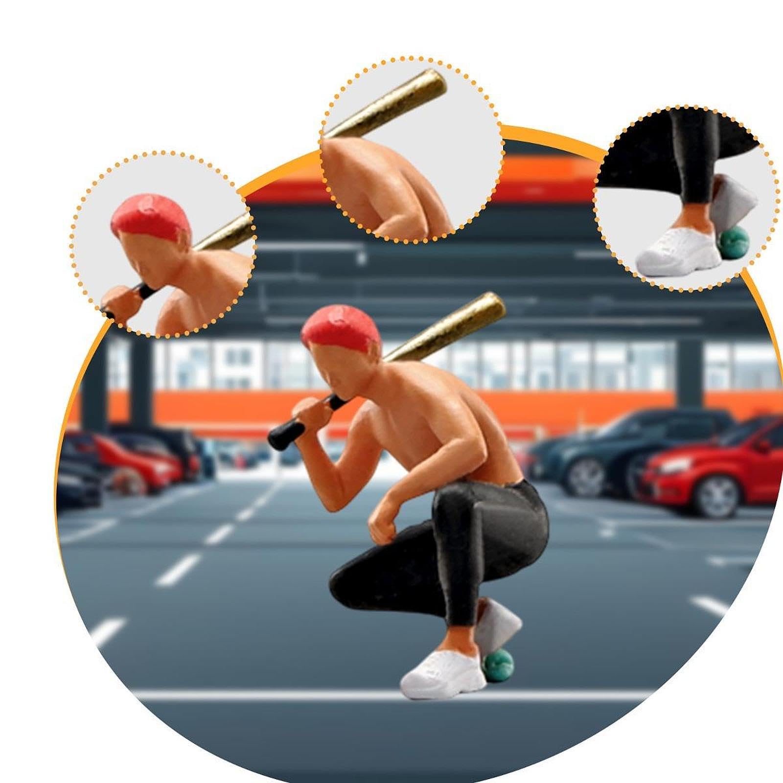 DYNWAVE 1/64 Miniature Figure Mini People Figurine Miniature Scene Decor Resin Baseball Man Human Figure Model for Model Trains Decor