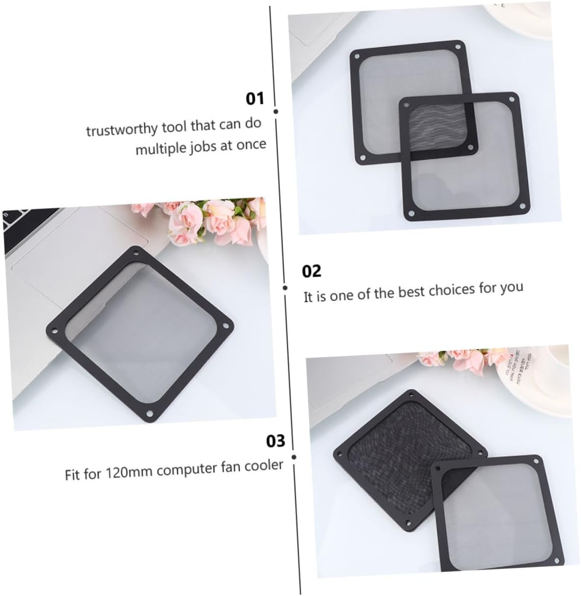 2pcs Magnetic Mesh Fan Filter Cover Computer Fan for Home Office School Easy to Clean Washable