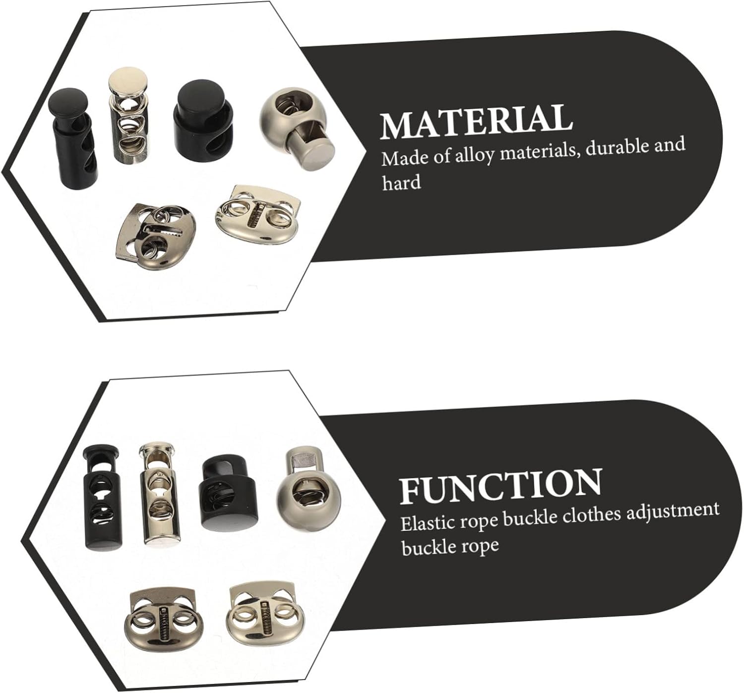 SEWACC 48pcs Cord Locks Dual Spring Loaded Fasteners for Drawstrings DIY Accessory
