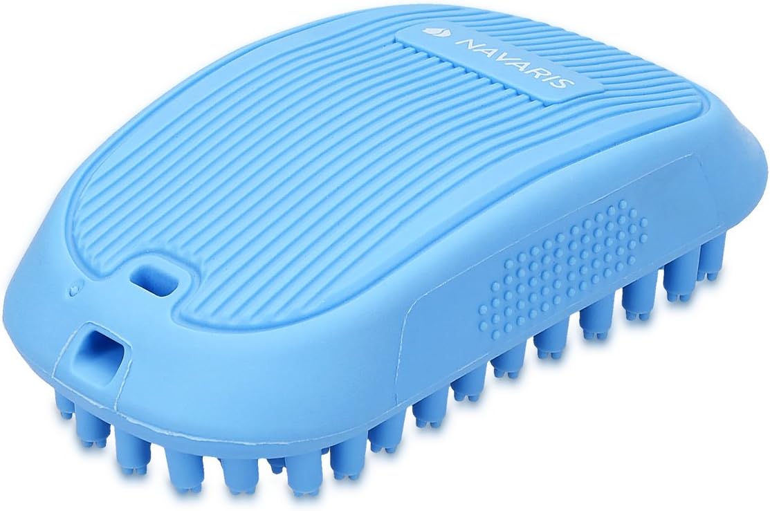Navaris Pet Shampoo Brush for Long & Short Hair - Grooming Shower Bath Brush Anti-Skid Rubber Massage Comb for Dogs, Cats, Pets During…