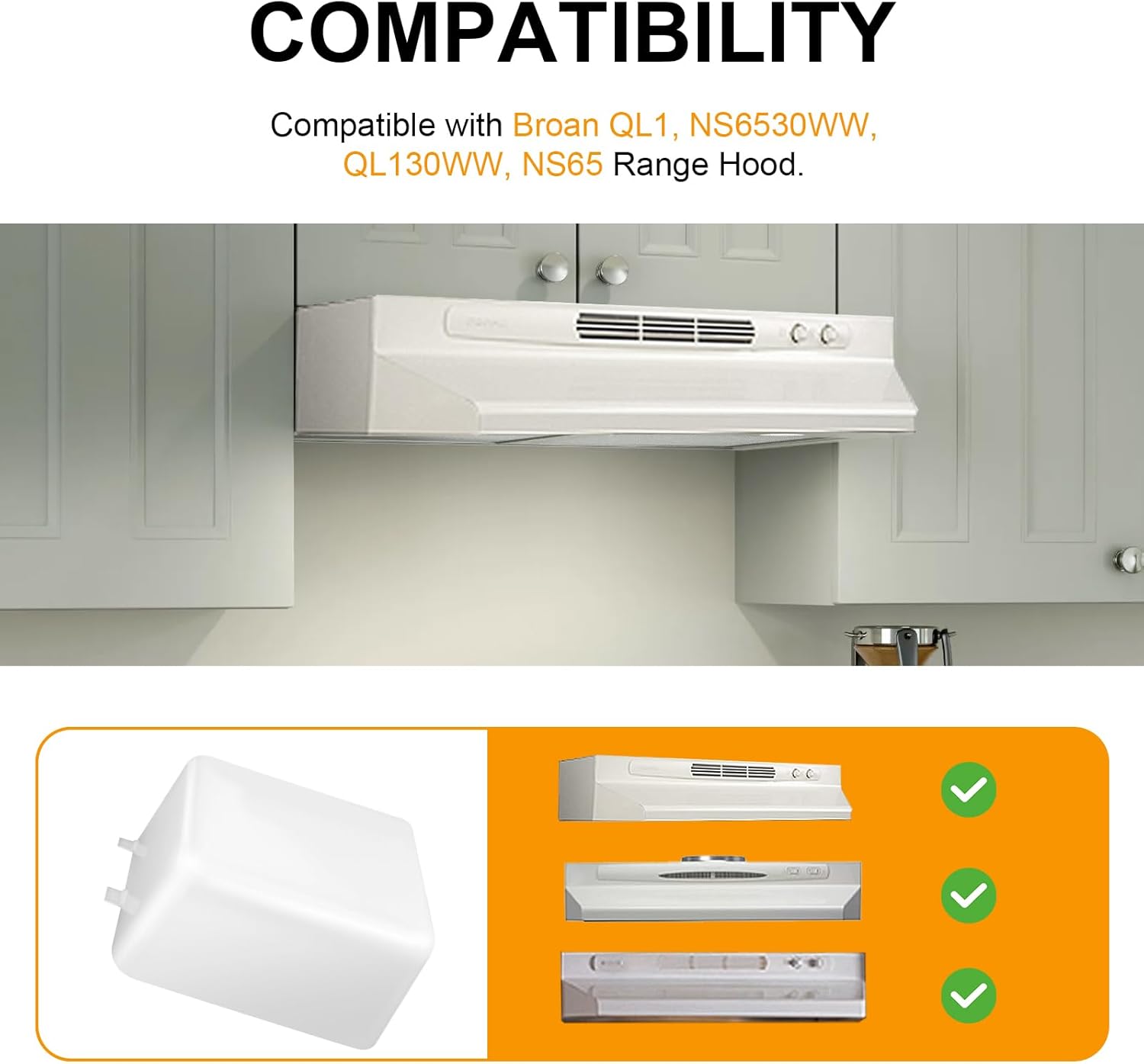 SR401650 Range Hood Light Lens Cover for Broan Range Hood QL1, NS6, NS6530WW, QL130WW, Replace Part R401650, 1472455, AP5613955 Light Cover Lense, 2 Pack