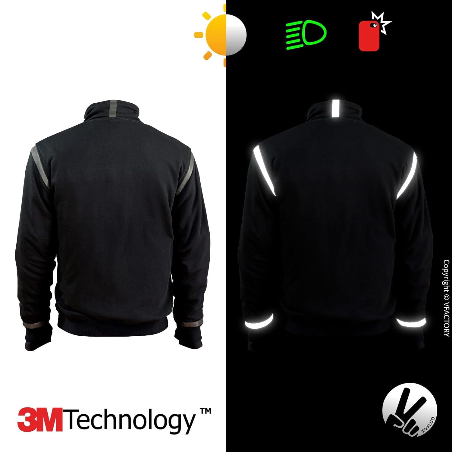 VFLUO Full Protect Sweatshirt™、バイクフード付きスウェットシャツ100%裏地付きケブラー、3M Tec ユニクロ公式 | ドライスウェットフルジップパーカ