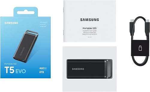Samsung SSD Externe T5 EVO Portable, 8 To, Vitesses de lecture/écriture Jusqu'à 460 Mo/s, USB 3.2 Gen1, Compatible MacOs, PC, appareils Android, consoles de jeux, Noir, MU-PH8T0S/EU - 7