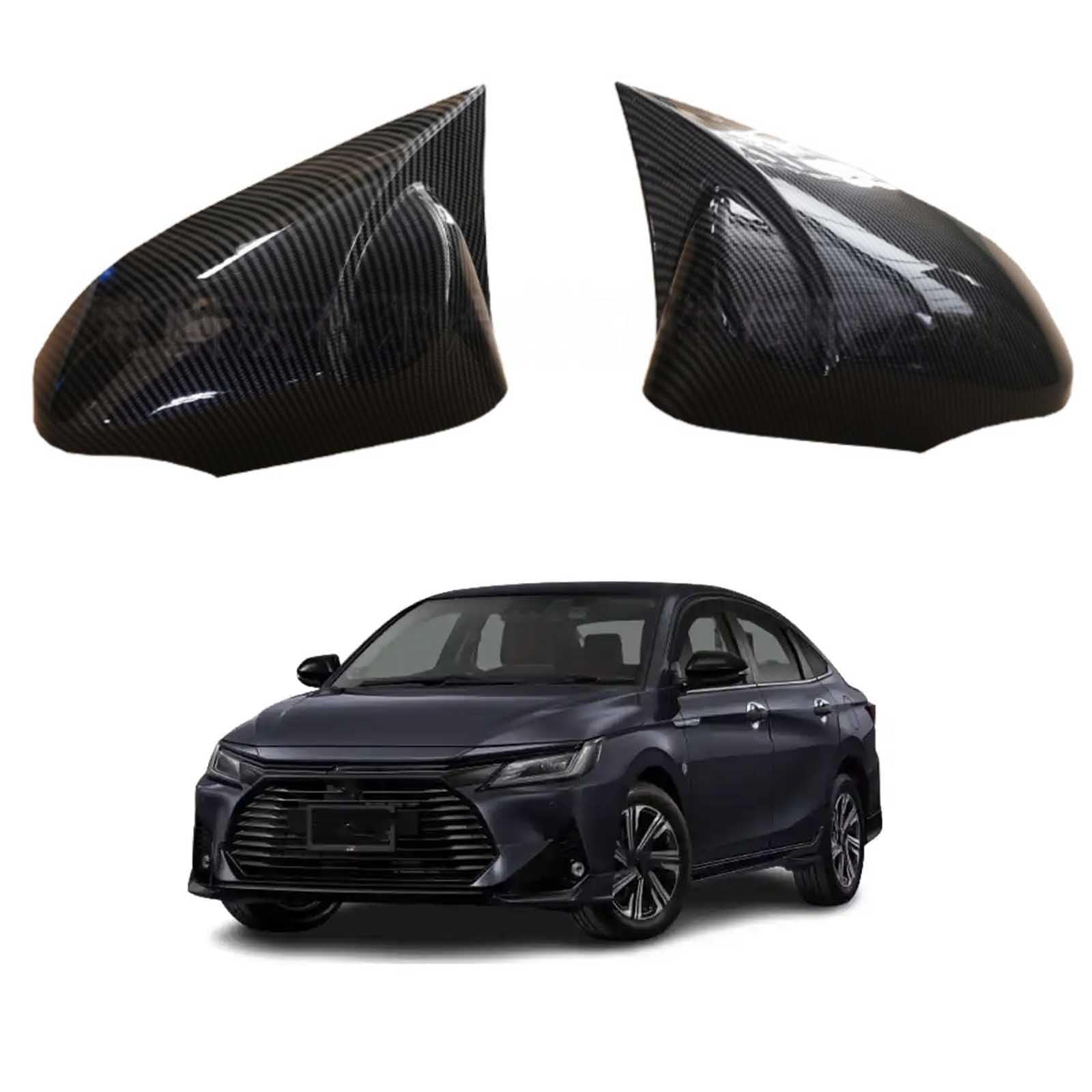 PAPEP Door Mirror Cover Caps for Toyota Yaris 2013-2020 Carbon fiber texture, Left Right Side Wing Rearview Mirror Cover Lid 2 Pieces Exterior Styling Accessory