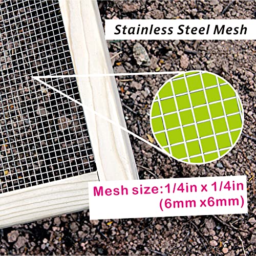 Ctsc Soil Sifter For Garden, Compost Sifter, Garden Sieve, Wood Dirt Sifter, Rock Sifter With Stainless Steel Welded Wire Mesh(1/4") #TOP1