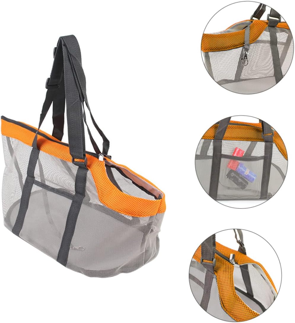 Breathable Mesh Pet Carrier Bag Large Soft-Sided Dog Cat Travel Tote with Head Out Opening Lightweight Portable Pet Outing Handbag 17.3X9.8X9 in