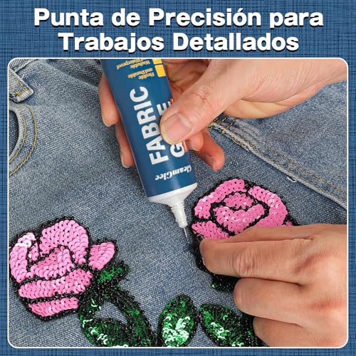 Miniatura 4 de Cola Para Telas 100 Ml, Adhesivo Textil Extra Fuerte Y Permanente Para Reparación De Ropa, Cuero, Manualidades, Tapicería, Materiales, Tejidos, Fieltro Y Insignias Transparente Pack De 2