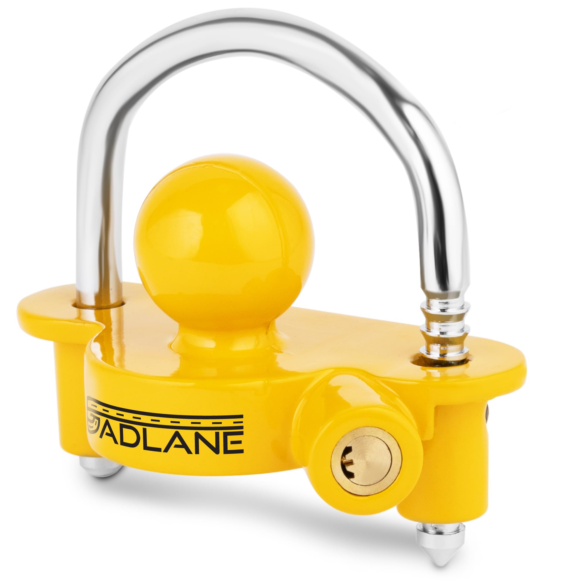 GADLANE Trailer Hitch Lock - Robust Caravan Hitch Lock (Yellow) | 6 Locking Positions for Easy Installation, Made from Heavy Duty Aluminium, Tow Ball Trailer Security Kit with 2 Keys