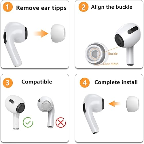 Miniatura 6 de Compatible con AirPods Pro 21 generación de almohadillas de repuesto, con orificio de reducción de ruido y pantalla protectora contra polvo