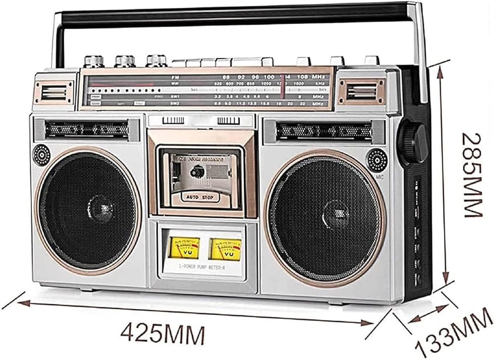 Lecteur de cassettes et CD rétro style années 80, Bluetooth avec radio FM et DAB+, enregistrement USB, lecteur