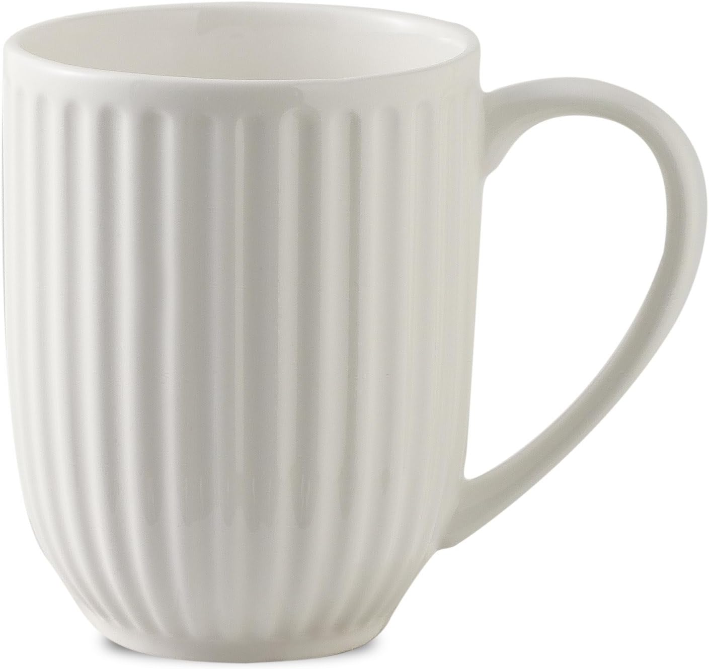 HASENSE Ceramic Coffee Mug, 20 Oz Ceramic Coffee Cup with Handle, Modern Ribbed Design Tea Cup for Latte, Cocoa, Coffee, Thanksgiving, Christmas Gift, Dishwasher & Microwave Safe, White