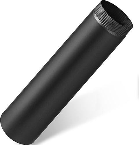 LEIFIDE tubo de chimenea para estufa de acero inoxidable 304 con conector de tubo de chimenea estriado de 6 pulgadas en acabado negro mate,