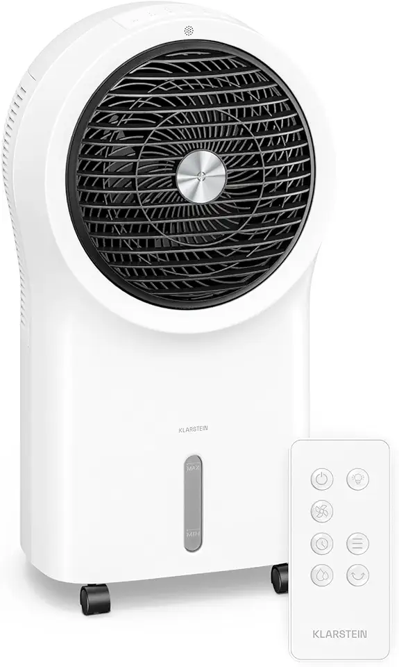 KLARSTEIN Rafraichisseur d’Air, Refroidisseur d’Air Portable 6L, Télécommande, Minuterie, 