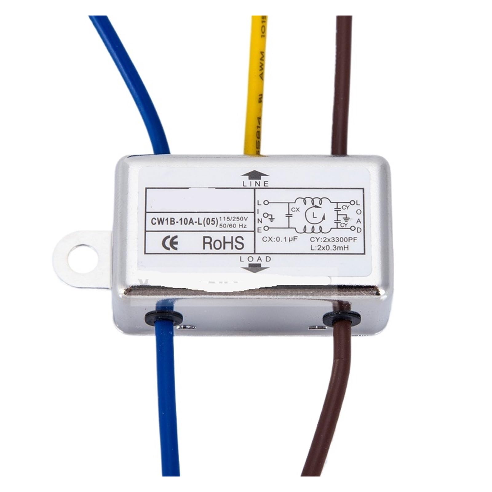 Filtro antiinterferencias CW1B-10A-L 05 para eliminar ruidos eléctricos en equipos de 10A