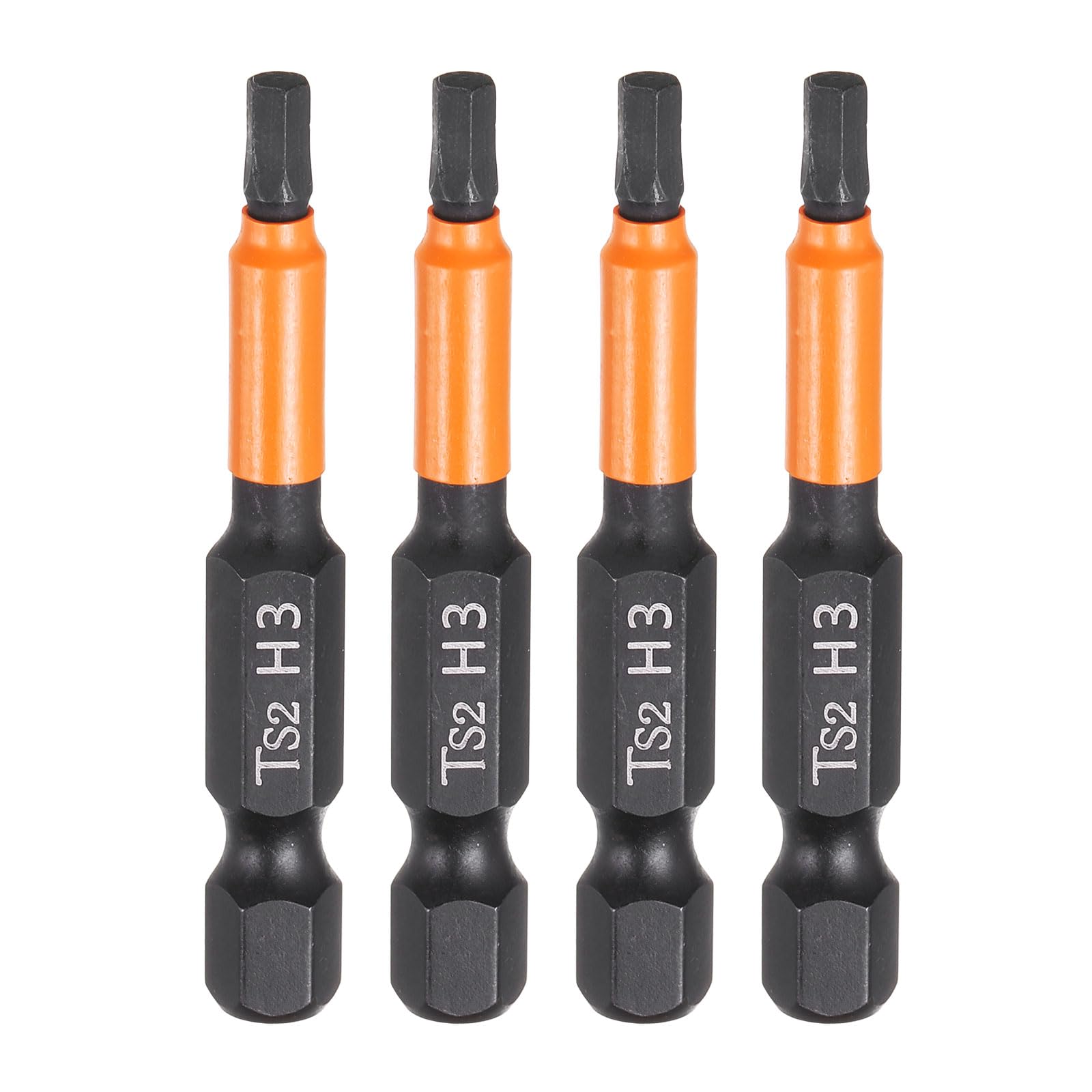 sourcing map 4pcs H3 Hex Head Drill Bit Wrench 3mm Metric Flat Tip 1/4" Hex Shank 50mm (2") Long Magnetic Black Phosphate Hexagonal Screw Driver Socket Industrial Screwdriver Power Bits โ image 1
