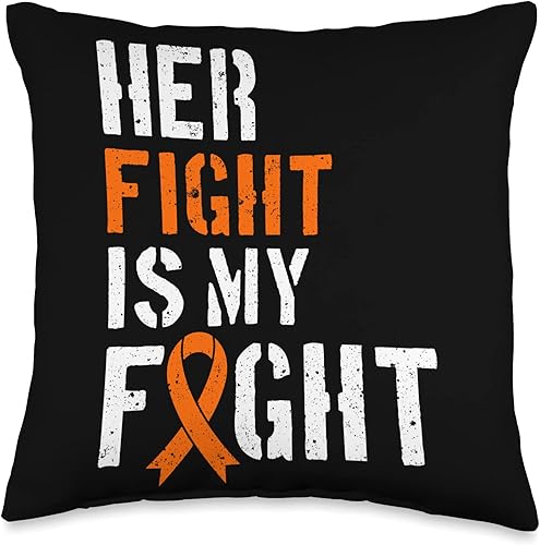 Blood Cancer Awareness Month Orange Ribbon LP Almohada de apoyo de lucha contra la leucemia, 16 x 16 pulgadas, multicolor