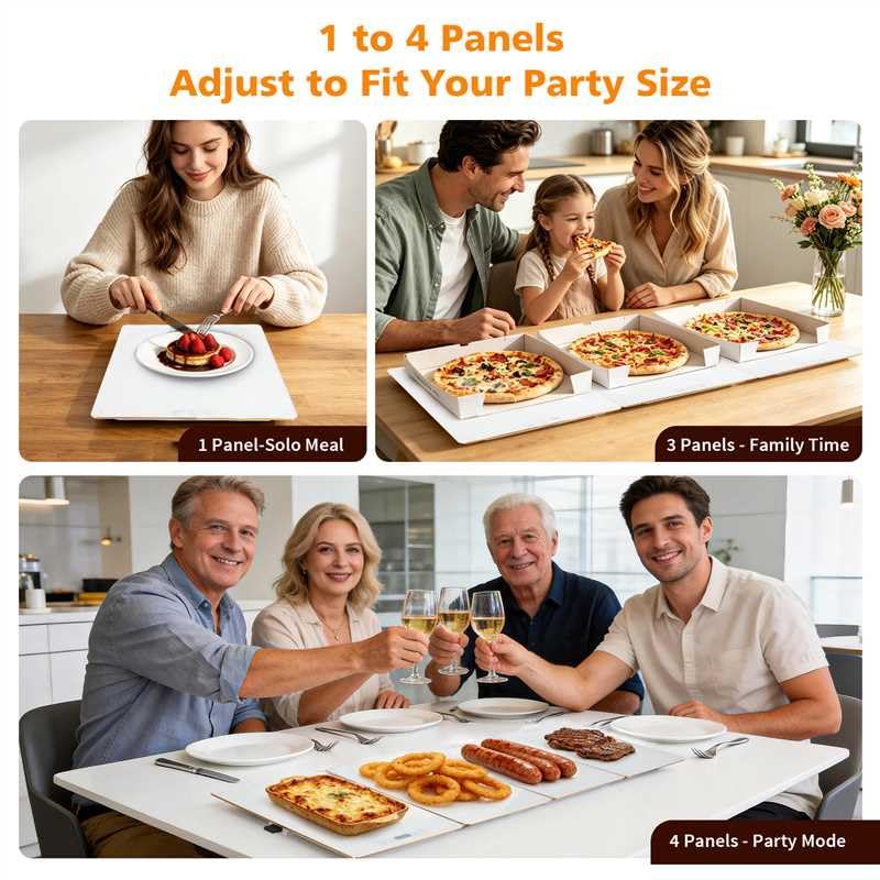 Image of Electric Food Warming Tray, 4-in-1 Buffet Food Warmer with 8 Temperature Settings & Timer, 33 inch x 15 inch Tempered Glass Warming Mat for Parties, Modular Hot Plate for Catering & Events (White)