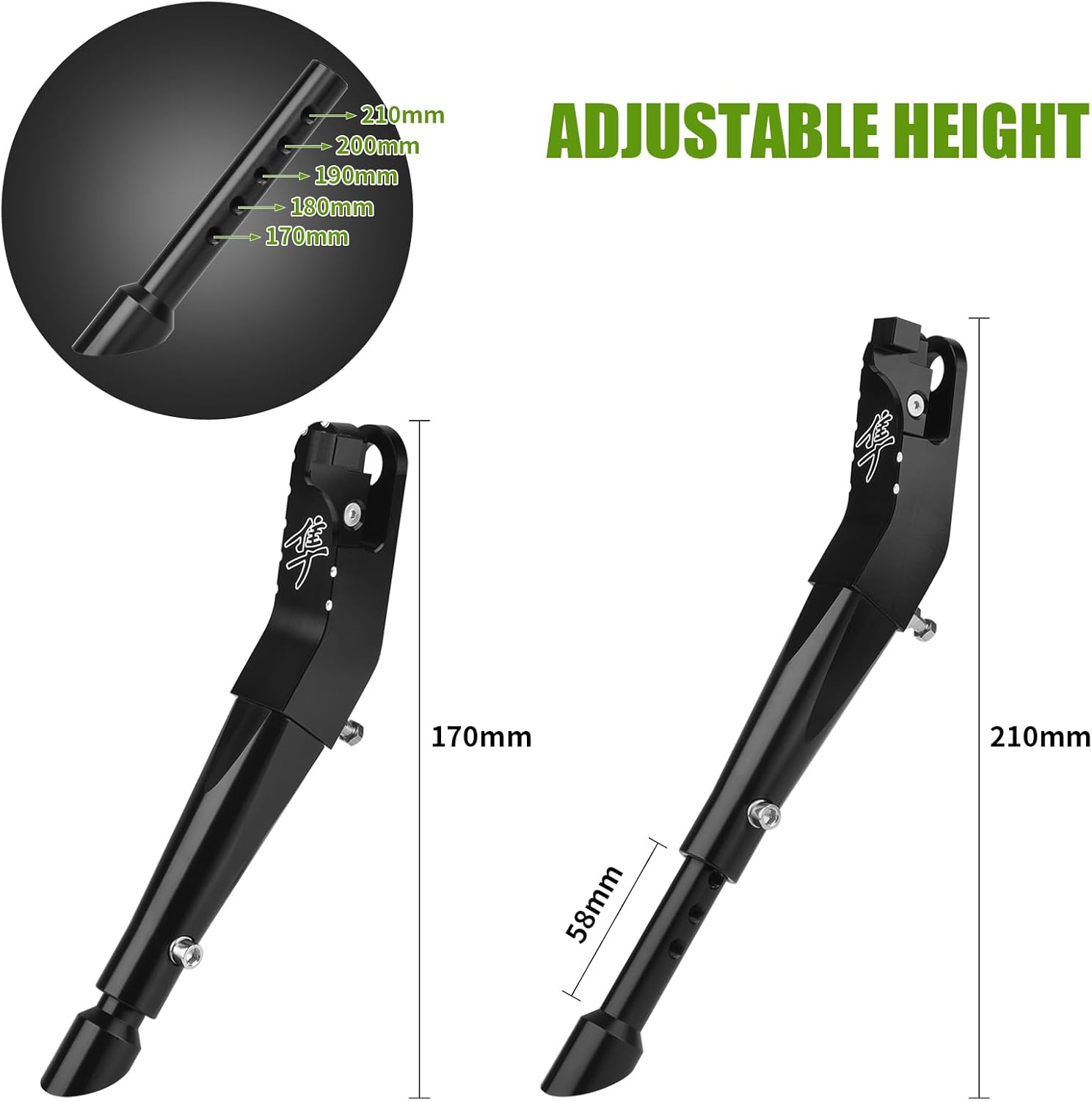 CNC Adjustable Lowering Kickstand Compatible with SUZUKI HAYABUSA GSX1300R 1999-2025, Side Stand Replacement for Lowered Motorcycles (Black)