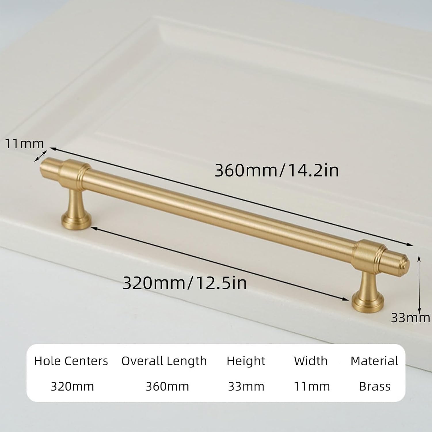 Uchwyty meblowe złote małe 2 szt z, Gold, Hole Centers：320mm/12.5in