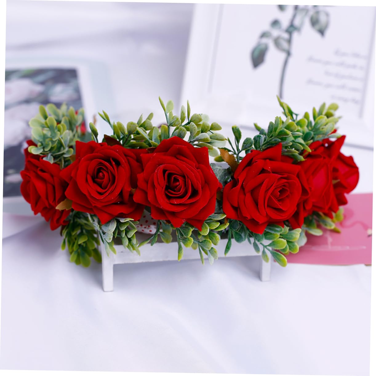 FOMIYES 3piezas Diadema Floral De Rosas Rojas Artificiales Para Bodas Carnaval y Fiestas Accesorio De Cosplay Para Niñas y Novias Para Sesiones De Fotos
