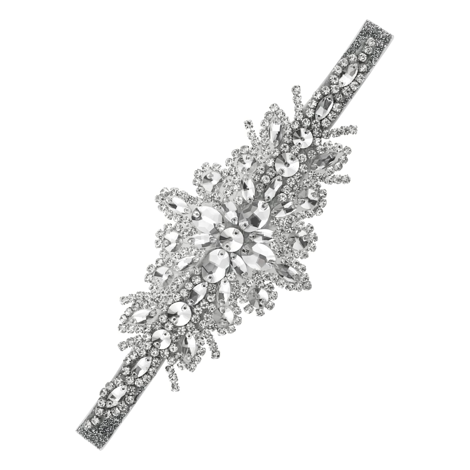 Silver Rhinestone Flapper Headband-Elastic 1920s Headpiece, Great Gatsby Hair Accessories for Women, 24*8.5cm