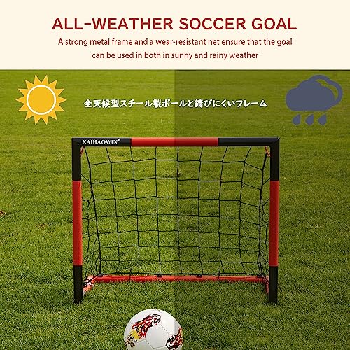 Mini Soccer Goal With All Weather Soccer Net-Kaihaowin Metal Frame Soccer Goal-Easy Assembly Durable Training Sport Small Soccer Goal For Backyard Indoor Outdoor Garden Beach Soccer Goals-3‘×2.5’ #TOP4