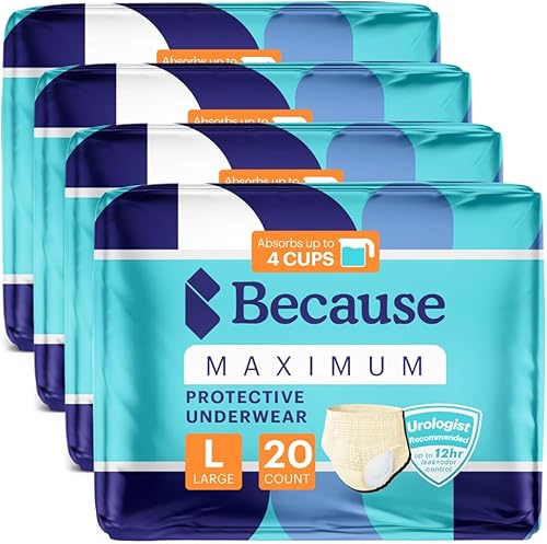 Miniatura 2 de Because Ropa interior prémium Maximum Plus Pull Up para mujer, protección absorbente de la vejiga con un ajuste elegante e invisible, beige, L,