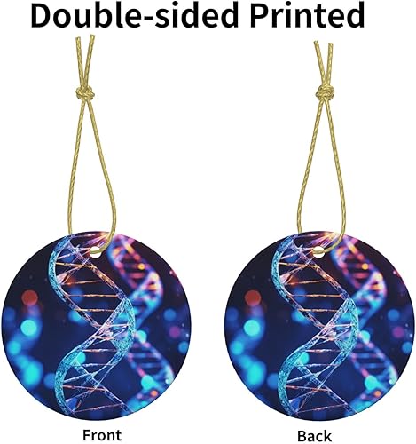 Miniatura 2 de DNA Genetic Helix - Adornos de cerámica para árbol de Navidad, decoración colgante redondo para árbol de Navidad, decoración de fiesta de invierno