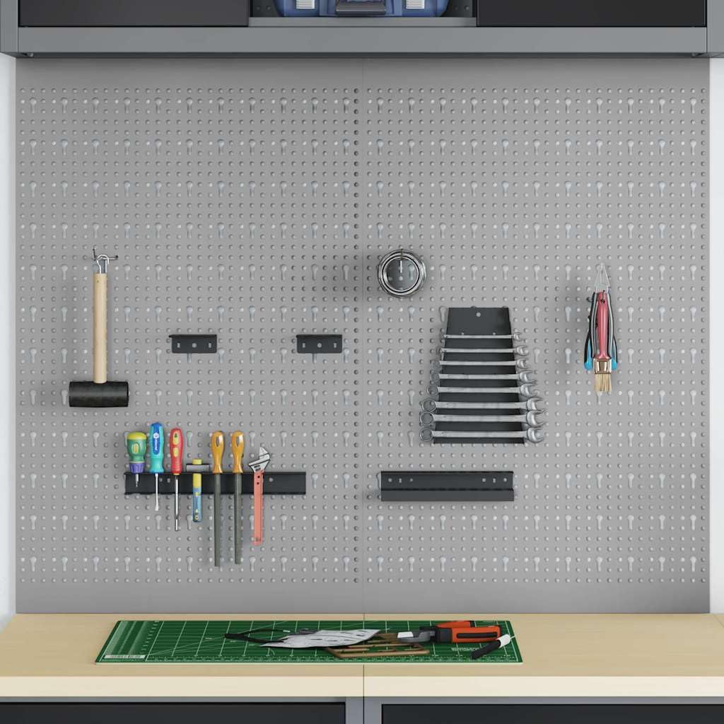 Juego de 2 paredes para herramientas, 100 x 80 cm, soporte para herramientas para taller, pared perforada para montaje en pared de madera y acero, sistema de organización para garaje