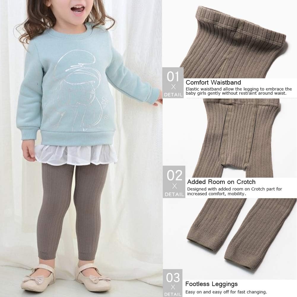 Looching 3/6 Pack Toddler Baby Cable Knit Ankle Leggings Pants Footless Winter Tight Stockings for Girls - Image 5
