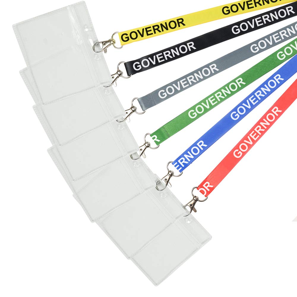 Pack of 10 Green Governor Lanyards with PVC Card Holder for ID Cards, Name Badges, and More - Durable Breakaway Governor Neck Strap Suitable for Everyday Use
