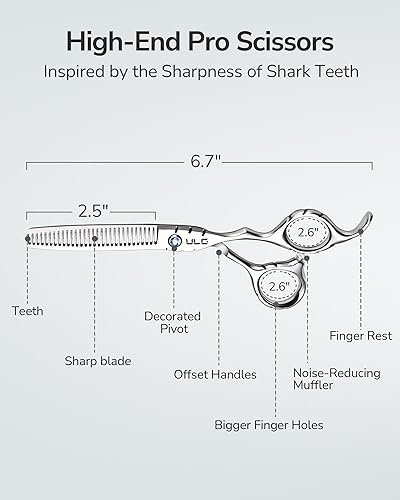 Miniatura 69 de Tijeras para adelgazar el cabello, tijeras de corte de dientes, peluquero profesional, peluquería ULG para peluquería texturizadora, borde