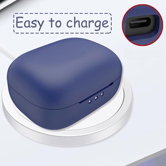 Case for earfun air pro 4 Wireless Earbuds Silicone Material Shockproof Unique Portable Protective Case Cover with Carabiner (Blue)