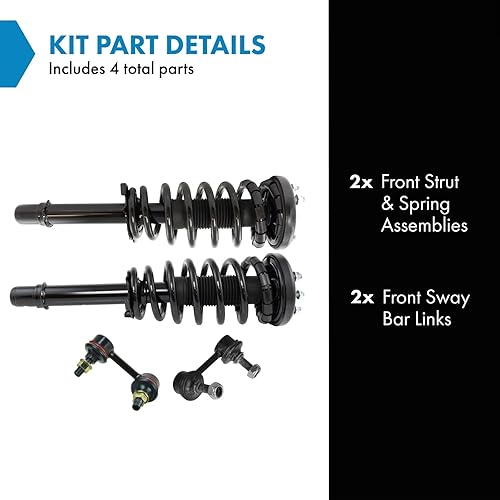 Miniatura 383 de TRQ Kit de suspensión delantera, conjunto de amortiguadores y resortes, barra estabilizadora, enlace estabilizador compatible con Chevrolet