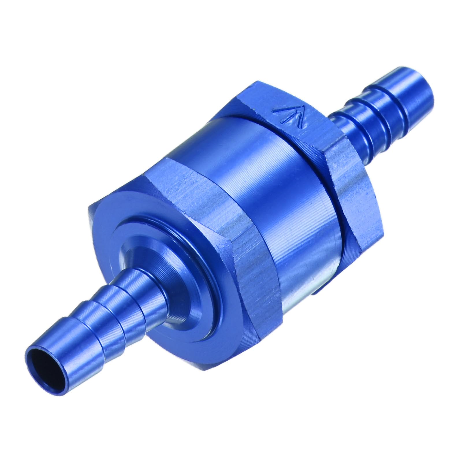 M METERXITY 1-Pack Fuel Oil Check Valve, 1/4" 6mm Aluminum Alloy Non Return One Way Check Valve for Fuel Line/Petrol/Diesel/Water/Oil/Gas [Blue]