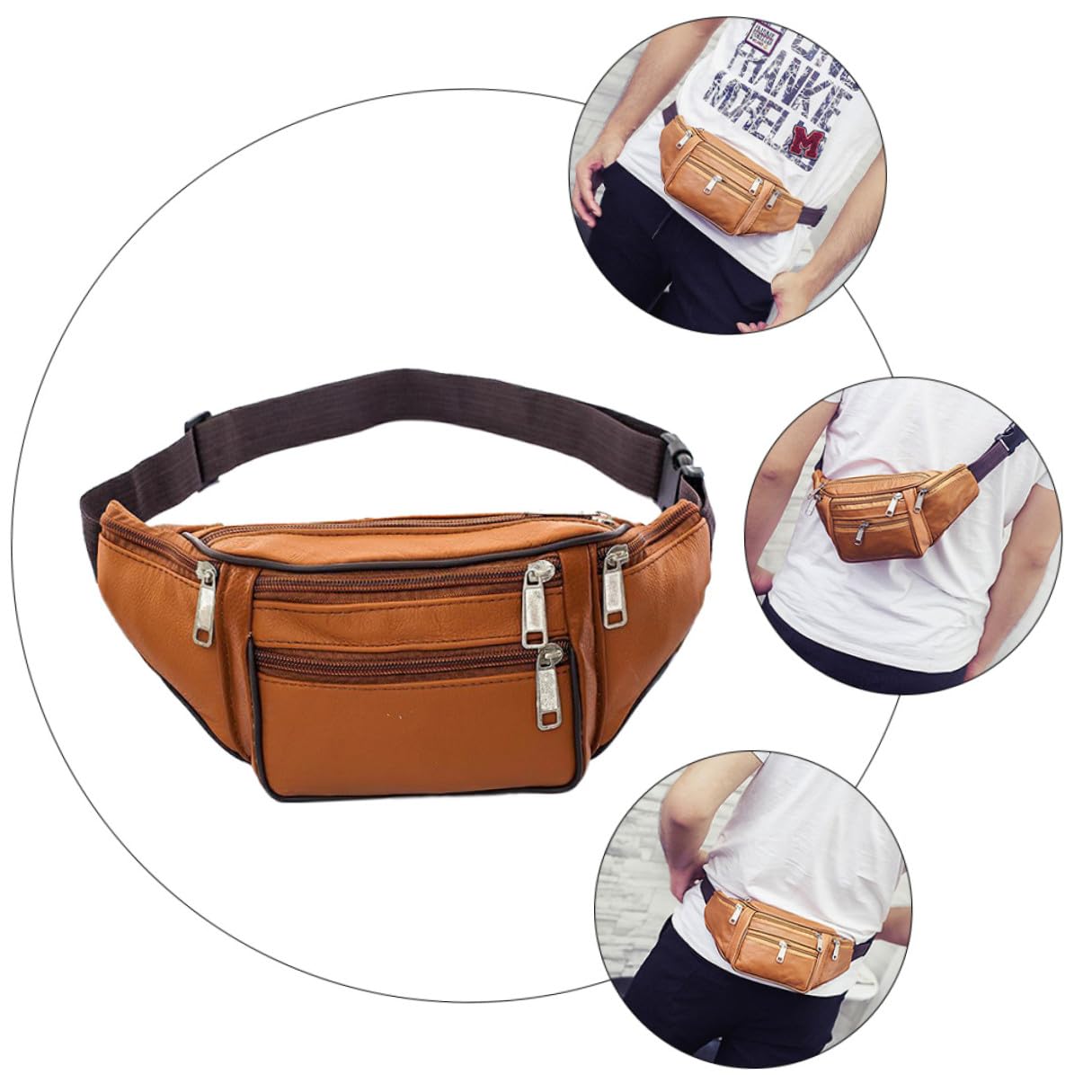 Riñonera para Hombre de Pu Amarilla, Diseño Vintage y Elegante